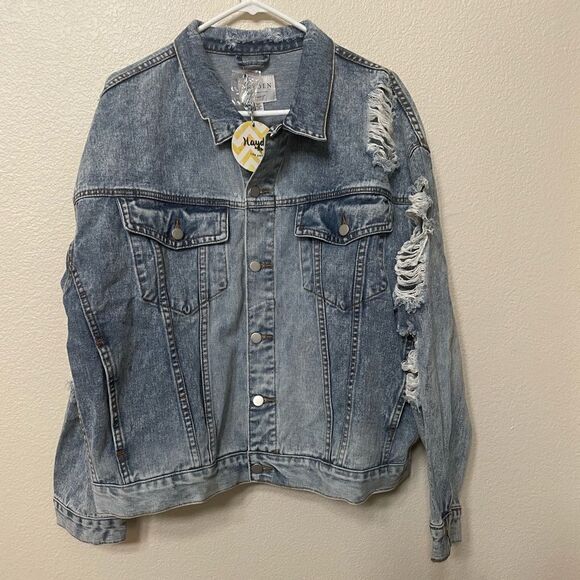 Nwt Hayden distresses denim beaded jacket Sz M/L - Picture 10 of 14